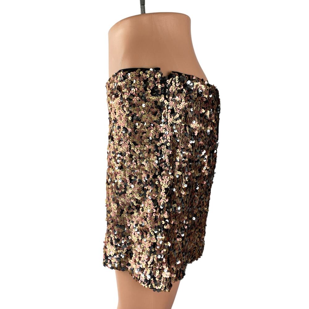 Free People Annalise Multicolor Sequin Slit High Waisted Mini Bodycon Skirt Sz 4 - Picture 3 of 6